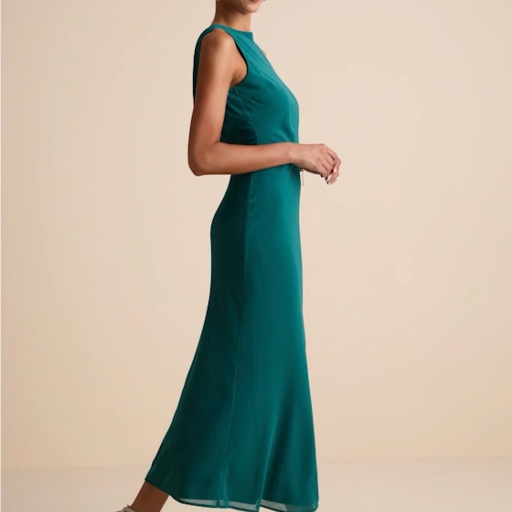 Elegant Teal Sleeveless Maxi Dress - Picture 3 of 4